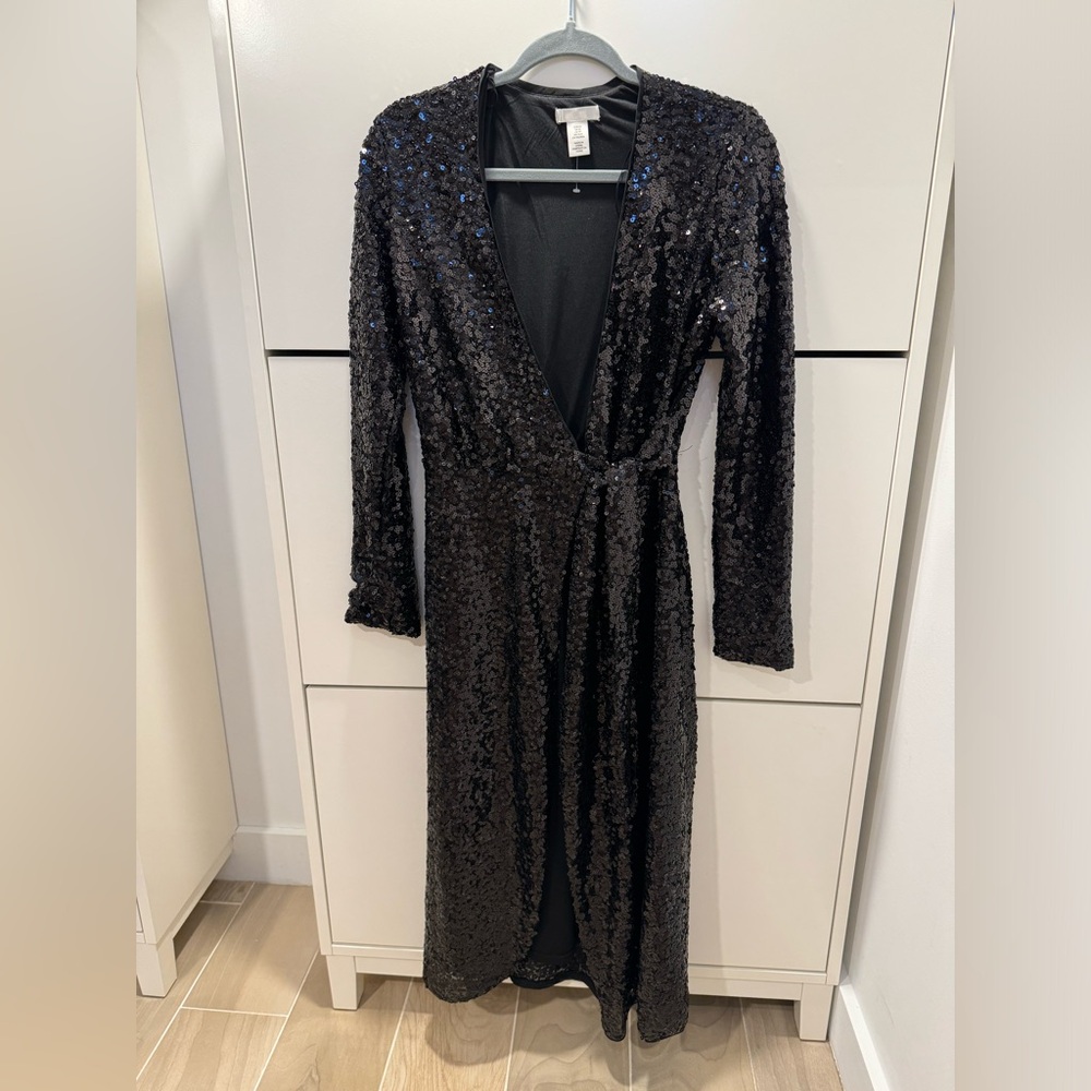 H&M sequin wrap dress